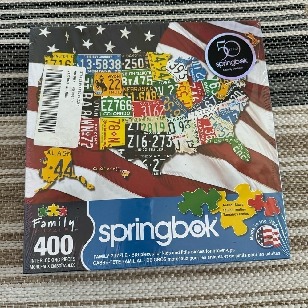 Springbok Family Puzzle States Plates 400 Pieces